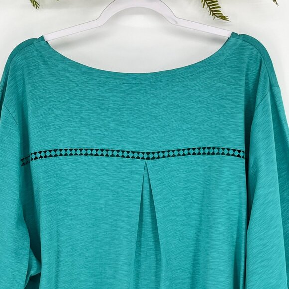 J Jill Women’s 4X Teal Ruffle Sleeve Tunic Top Flowy Relaxed Fit Boho Chic - Picture 3 of 7